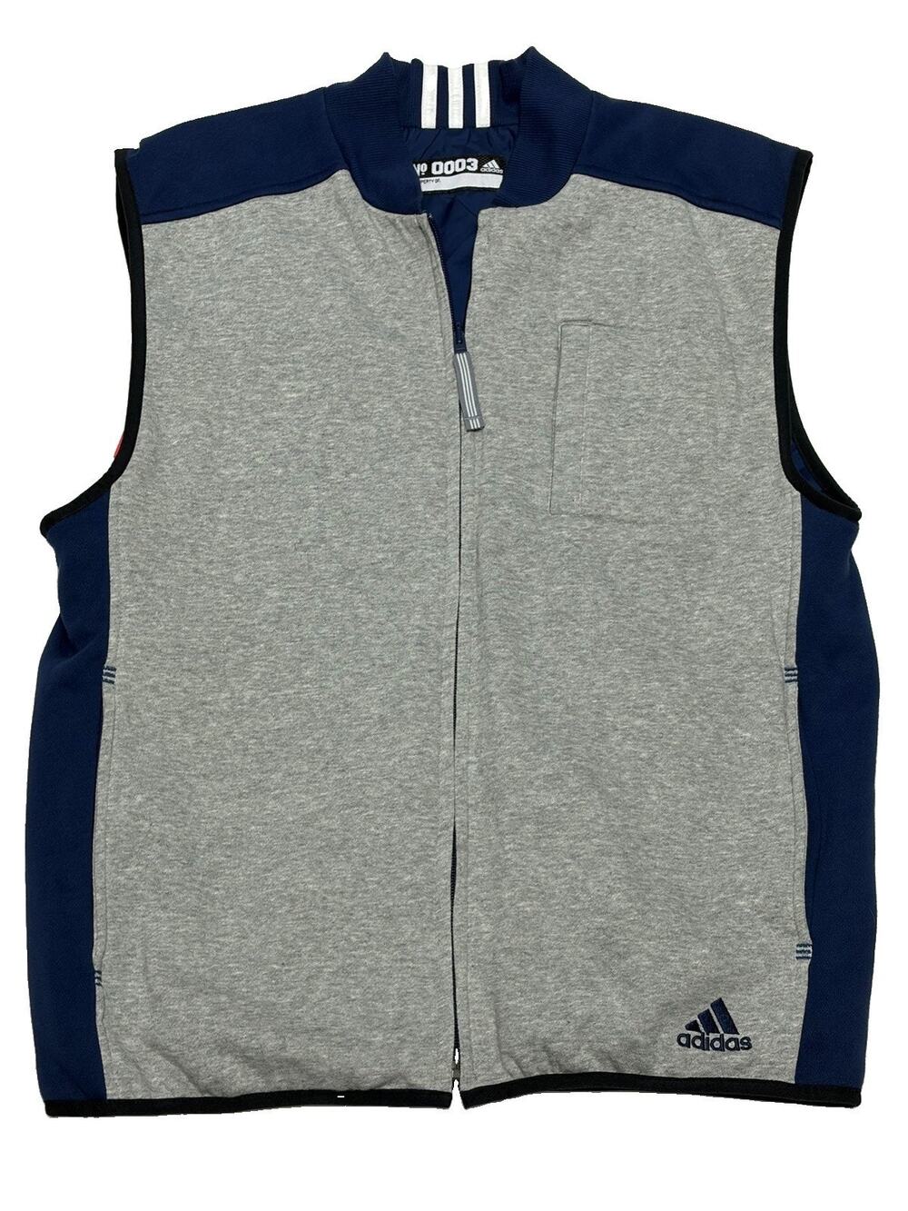 Adidas Reversible Navy/Gray Multicolor Full-Zip Vest Mens Size Small Pockets